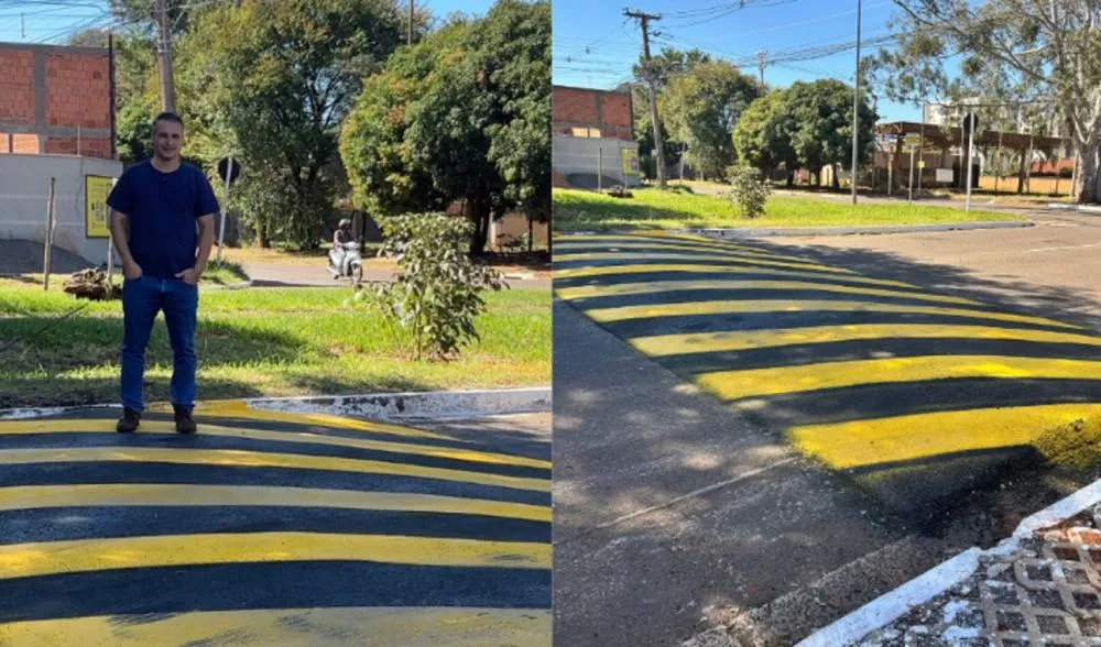 Pedido do vereador Leinha é atendido com instalação de quebra-molas no Bairro Rita Vieira
